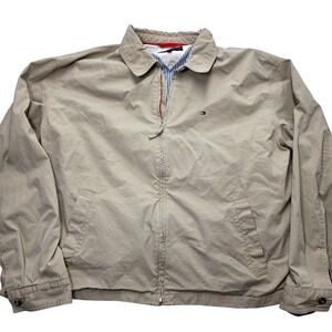 Vintage Tommy Hilfiger Men's Beige Lightweight Zip Up Casual Jacket Size XL